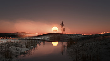 Omega Sunset, sunset, artist, artwork, digital-art, behance HD wallpaper