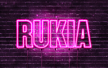 Happy Birtay Rukia, , pink neon lights, Rukia name, creative, Rukia Happy Birtay, Rukia Birtay, popular japanese female names, with Rukia name, Rukia HD wallpaper
