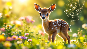 Charming Baby Animal in Ultra, baby animal, fawn, deer, flower, nature HD wallpaper