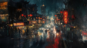 Artistic China Street at Night, artistic, China, street, night HD wallpaper