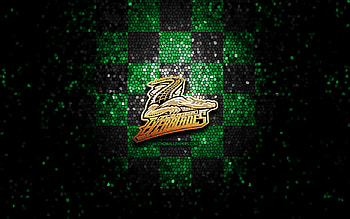 Florida Everblades, glitter logo, ECHL, green black checkered background, hockey, american hockey team, Florida Everblades logo, mosaic art HD wallpaper