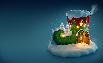 Fairy House, Fair place, Christmas, Snow, Elf shoe, Door HD wallpaper
