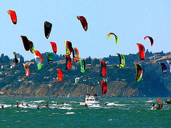 Kite Surfers, cool, san-franciso-bay HD wallpaper