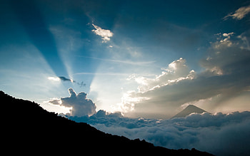 Nature, Sun, Clouds, Beams, Rays, Height HD wallpaper