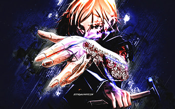 Jujutsu Kaisen, Resonance, Tomonari, portrait, blue stone background, Resonance characters, Jujutsu Kaisen Resonance HD wallpaper