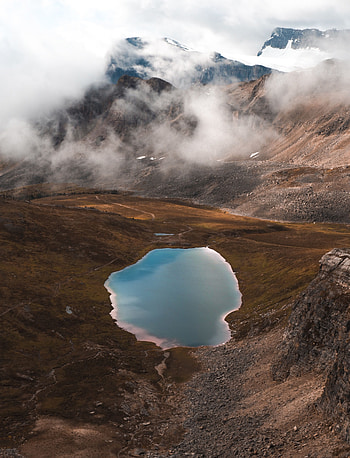 Nature, Water, Mountains, View From Above, Lake, Crater HD phone wallpaper