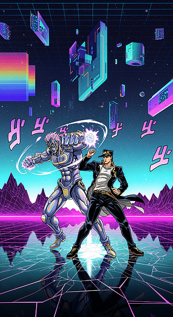 JoJo Neon Stand — Vaporwave , Jojo's Bizarre Adventure, Jotaro Kujo HD phone wallpaper