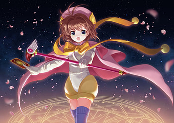 Magic stick, anime girl, Sakura Kinomoto HD wallpaper