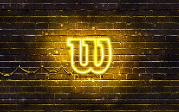 Wilson yellow logo, , yellow brickwall, Wilson logo, brands, Wilson neon logo, Wilson HD wallpaper