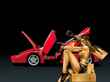 Gold-Digger, ferrari, hot, red HD wallpaper