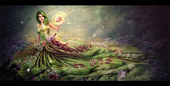 Earth, art, fantasy, element, green, luminos, daria ridel, girl, frumusete HD wallpaper