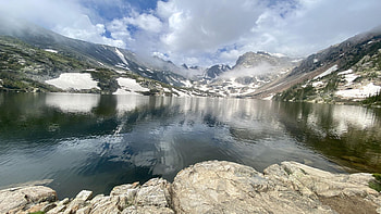 Lake Isabelle at Brainard Lake Recreation Area, Colorado, sky, rocks, mountains, landscape, clouds, usa HD wallpaper