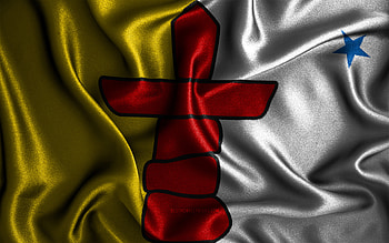 Nunavut flag, , silk wavy flags, canadian provinces, Day of Nunavut, fabric flags, Flag of Nunavut, 3D art, Nunavut, Provinces of Canada, Nunavut 3D flag, Canada HD wallpaper
