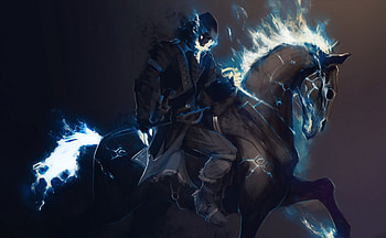 Dark knight, horse, fantasy, light, man, game HD wallpaper