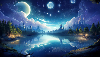 Moonlight Sanctuary, fantasy, lake, night, Anime, landscape, anime landscape, anime night, fantasy landscape, fantasy anime HD wallpaper