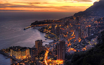 Landscape, Cities, Sea, Night HD wallpaper