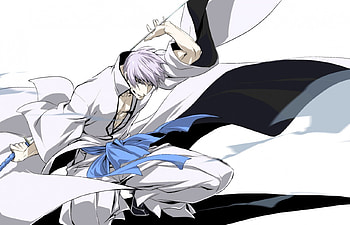 Gin Ichimaru, sword, white background, gin, shinigami, ichimaru gin, bleach, lone, anime, male HD wallpaper