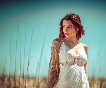 Model Outdoor White Dress , girls, model, white-dress HD wallpaper