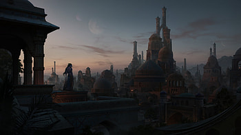 :), city, art, girl, dark, fantasy, building, world, view, christian dimitrov, luminos, castle HD wallpaper