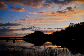 Sunset, Twilight, Boats, Lake, Dark, Dusk HD wallpaper
