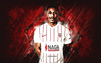 Anthony Martial, Sevilla FC, French soccer player, portrait, La Liga, Spain, football, red stone background HD wallpaper