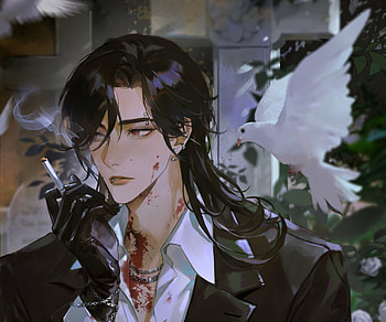 Anime Boy Vibes: Dark Elegance and Silent Wings, Anime, boy, anime boy HD wallpaper