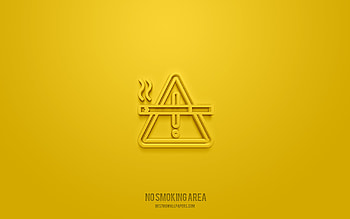 no smoking area 3d icon, yellow background, 3d symbols, no smoking area, warning icons, 3d icons, no smoking area sign, warning 3d icons, no smoking HD wallpaper