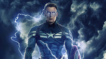 Captain America Thunder Lighting, captain-america, superheroes, artwork, artist HD wallpaper