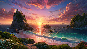 Sunset Serenity: A Stunning Coastal Seascape, coastline, seascape, beach, sunset, ocean HD wallpaper