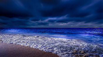 Sea Shore Waves At Night Time , sea, shore, waves, nature HD wallpaper