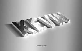 Kevin, silver 3d art, gray background, with names, Kevin name, Kevin greeting card, 3d art, with Kevin name HD wallpaper