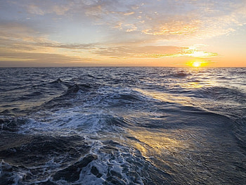 Nature, Sunset, Waves, Open Sea HD wallpaper