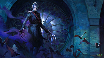 Vampire, night, blue, valeriy vegera, claws, man, fantast, dark, halloween HD wallpaper