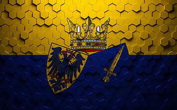 Flag of Essen, honeycomb art, Essen hexagons flag, Essen, 3d hexagons art, Essen flag HD wallpaper