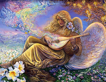 Music, Flowers, Fantasy, Candles, Girl, Angel, Melody HD wallpaper