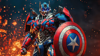 Optimus Prime Fused Captain America, optimus-prime, movies, artwork, art, ai HD wallpaper