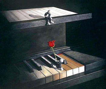 ➳, PIANO, LOVE, ROSE, RED HD wallpaper