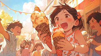 Kids celebrating National Ice Cream Day!, AI Art, food, ice cream HD wallpaper