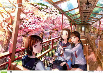 The Ride, uniform, cute, school uniform, long hair, beauty, nice, scenery, flower, scenic, short hair, cherry blossom, female, sweet, scene, hot, girl, beautiful, brown eye, tree, anime girl, plant, anime, sakura, brown hair, girls, sakura blossom, friend HD wallpaper