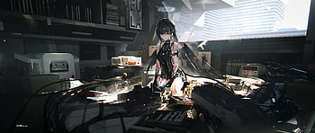 Anime Angel Scifi Fixing Broken Items , anime-girl, anime, scifi, artist, artwork, digital-art HD wallpaper