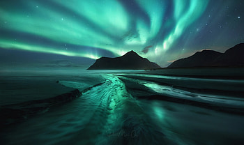 Aurora Borealis, , Beach, Light, Night, Sky HD wallpaper