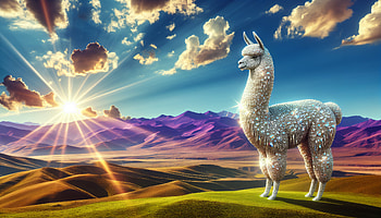 Majestic Alpaca at Sunset -, alpaca, llama, mountain, fantasy HD wallpaper