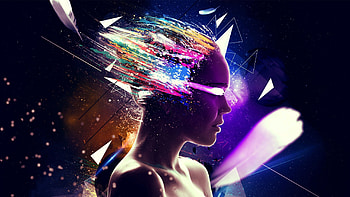 Abstract, Shine, Light, Bright, Paint, Girl, Brush, Profile, Face HD wallpaper
