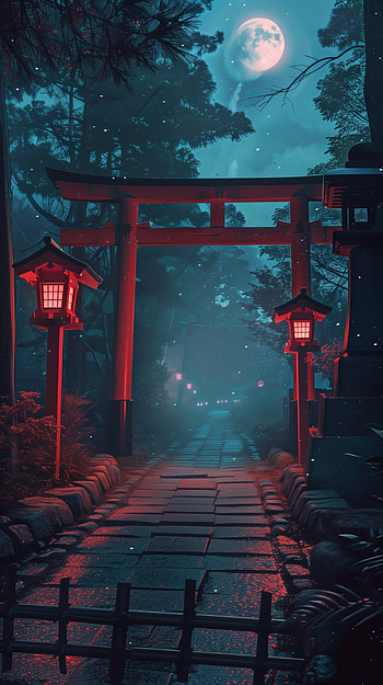 Mystic Moonlight Torii - Japan Night, Japan, torii, night HD phone wallpaper