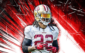 Jason Verrett, grunge art, San Francisco 49ers, american football, NFL, red abstract rays, Jason Verrett San Francisco 49ers, Jason Verrett HD wallpaper