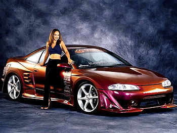 model with eclipse, model, eclipse, car, woman HD wallpaper
