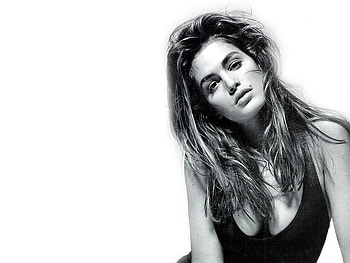 Cindy Crawford, american, classic, black and white HD wallpaper