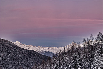 Mountain Covered With Snow And Surrounedd In Trees , snow, mountains, nature, trees HD wallpaper