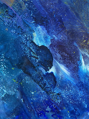 Dynamic and vibrant abstract painting with rich blue hues, showcasing fluid acrylic textures and artistic expression. HD phone wallpaper