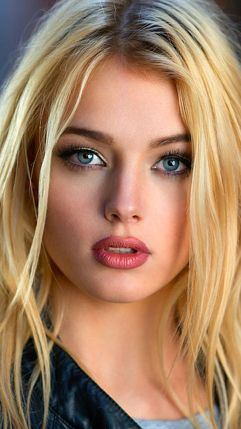 Simone Borg Jørgensen, blue eyes, woman, face HD phone wallpaper